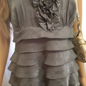 London Times Evening Cocktail Dress Like New Condition Gray Silver